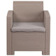 Light Gray |#| Light Gray Faux Rattan Chair with All-Weather Light Gray Cushion - Patio Chair
