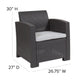 Dark Gray |#| Dark Gray Faux Rattan Chair with All-Weather Light Gray Cushion - Patio Chair