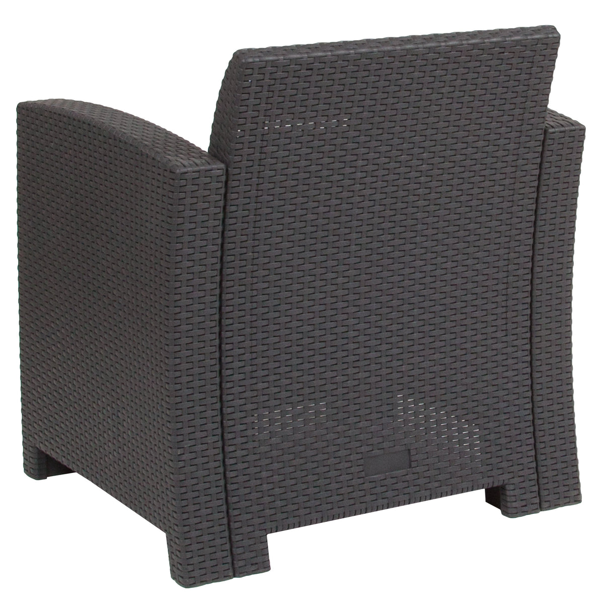 Dark Gray |#| Dark Gray Faux Rattan Chair with All-Weather Light Gray Cushion - Patio Chair