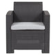 Dark Gray |#| Dark Gray Faux Rattan Chair with All-Weather Light Gray Cushion - Patio Chair
