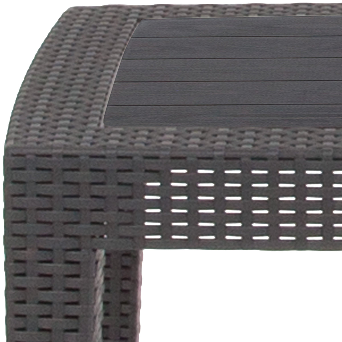 Dark Gray |#| Dark Gray Faux Rattan Coffee Table - Outdoor Accent Table - Patio Furniture