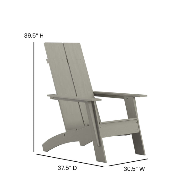 Gray |#| Set of 2 Indoor/Outdoor 2-Slat Adirondack Style Chairs & Footrests in Gray