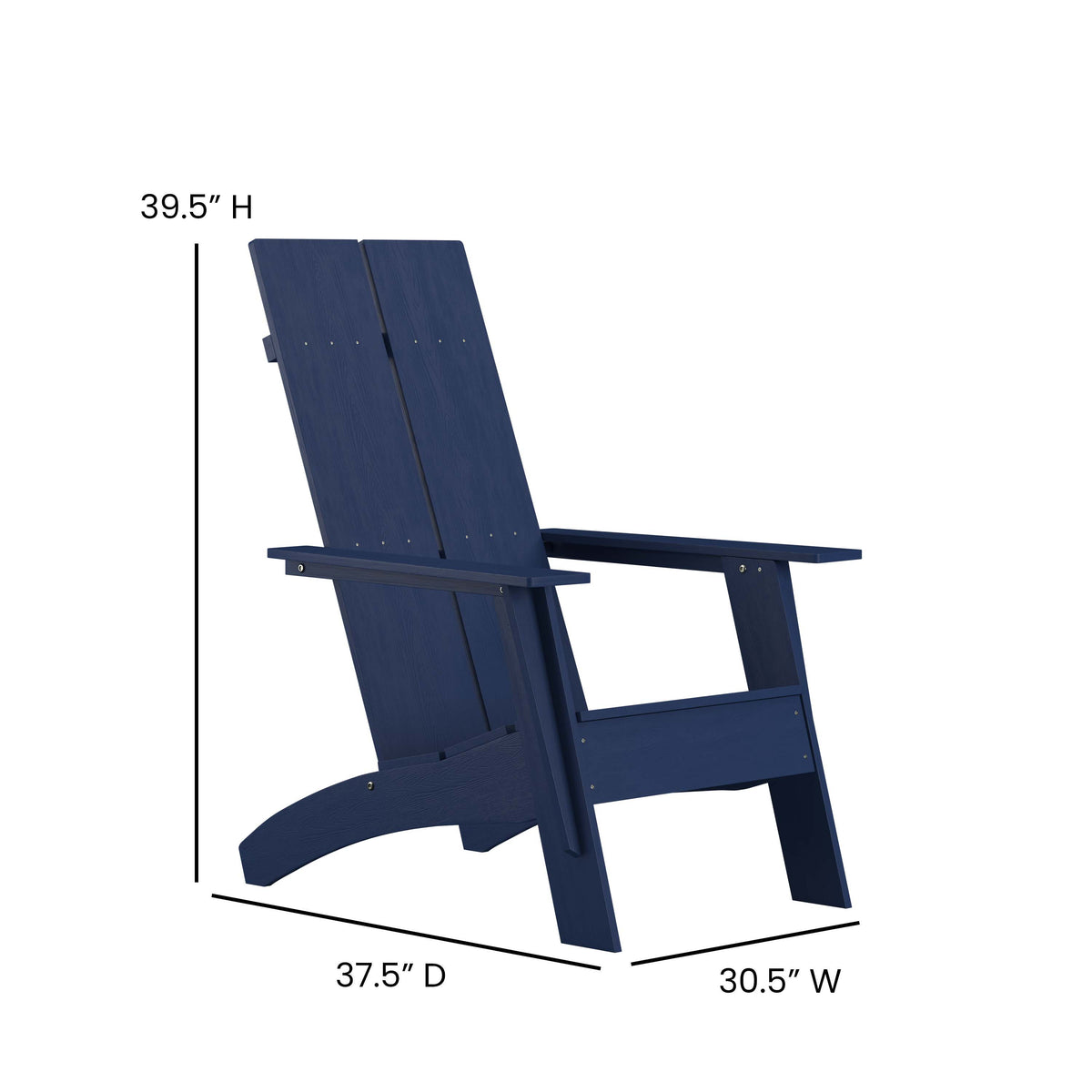 Navy |#| Set of 2 Indoor/Outdoor 2-Slat Adirondack Style Chairs & Footrests in Navy