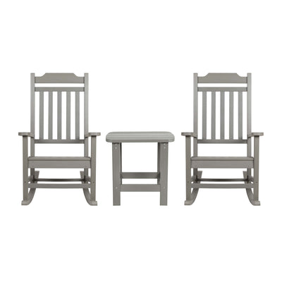 Set of 2 Winston All-Weather Poly Resin Rocking Chairs with Accent Side Table