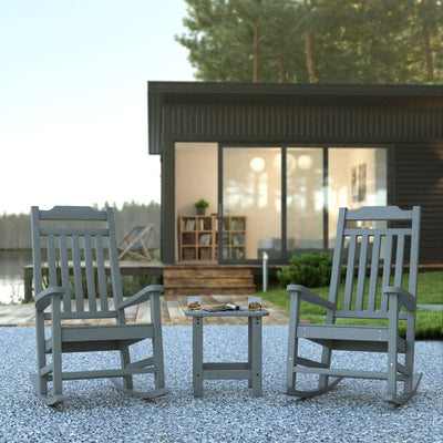 Set of 2 Winston All-Weather Poly Resin Rocking Chairs with Accent Side Table - View 2