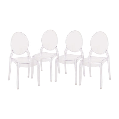 Set of 4 Extra Wide Resin 700 LB. Weight Capacity Banquet and Event Ghost Chairs for Indoor/Outdoor Use