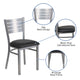 Black Vinyl Seat/Silver Frame |#| Silver Slat Back Metal Restaurant Chair - Black Vinyl Seat