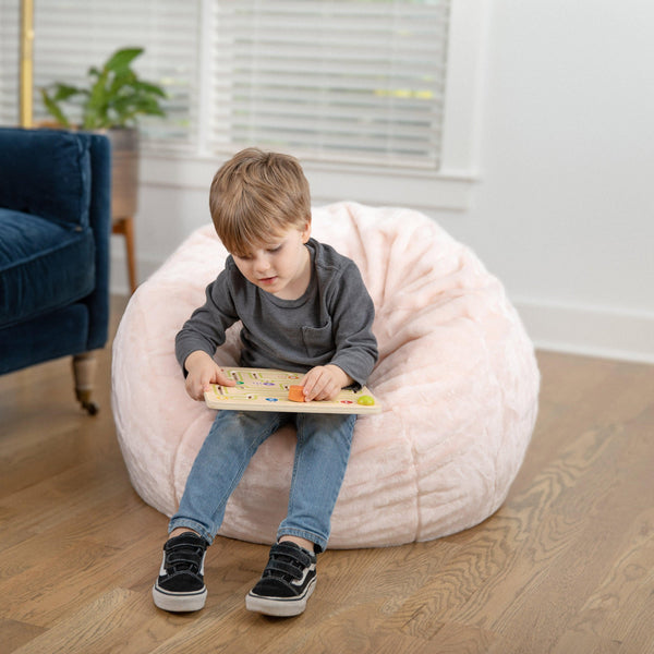 Blush Furry |#| Small Blush Furry Refillable Bean Bag Chair for Kids and Teens