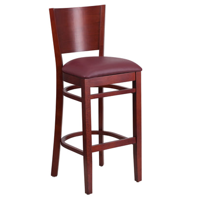 Solid Back Wooden Restaurant Barstool