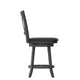 Black Vinyl/Gray Wash Walnut Frame |#| 24inch Crossback Wooden Swivel Stool - Padded Seat-Gray Wash/Black Faux Leather