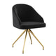 Black Velvet/Polished Nickel |#| Velvet Upholstered Stationary Swivel Home Office Chair -Black/Oil Bronze