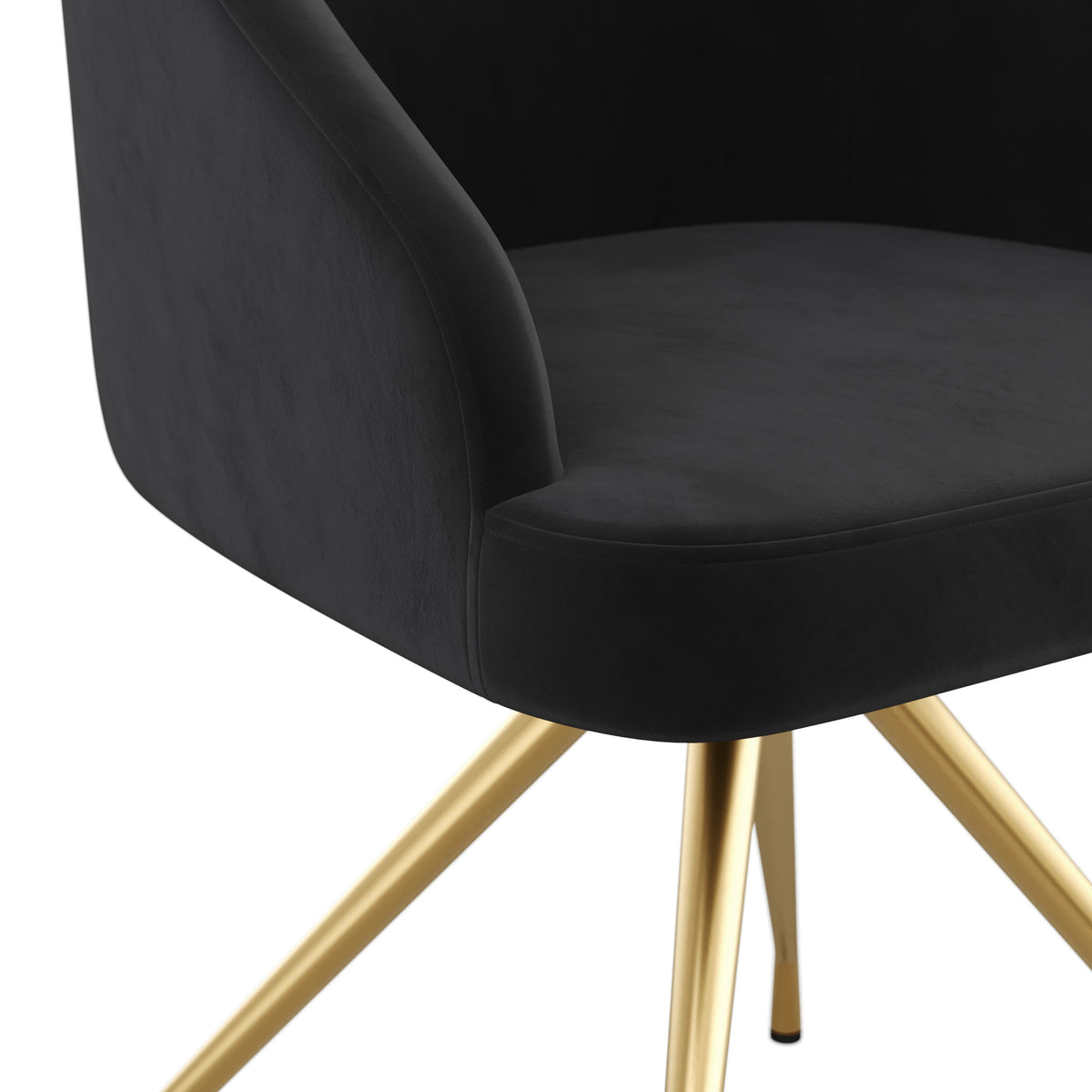 Black Velvet/Polished Nickel |#| Velvet Upholstered Stationary Swivel Home Office Chair -Black/Oil Bronze
