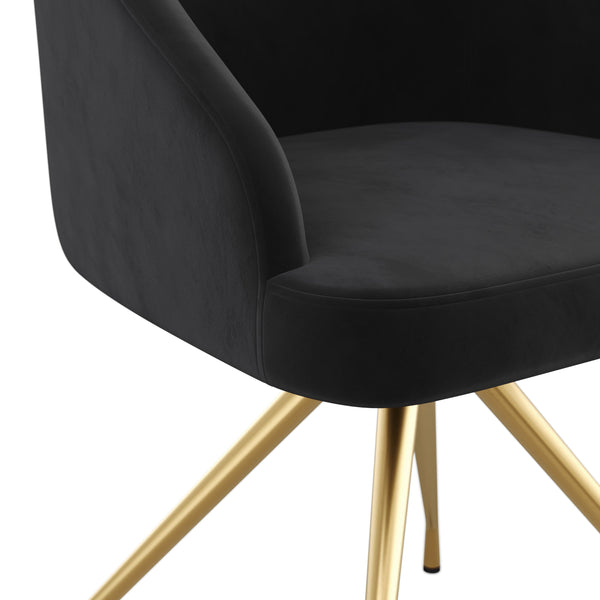 Black Velvet/Polished Nickel |#| Velvet Upholstered Stationary Swivel Home Office Chair -Black/Oil Bronze