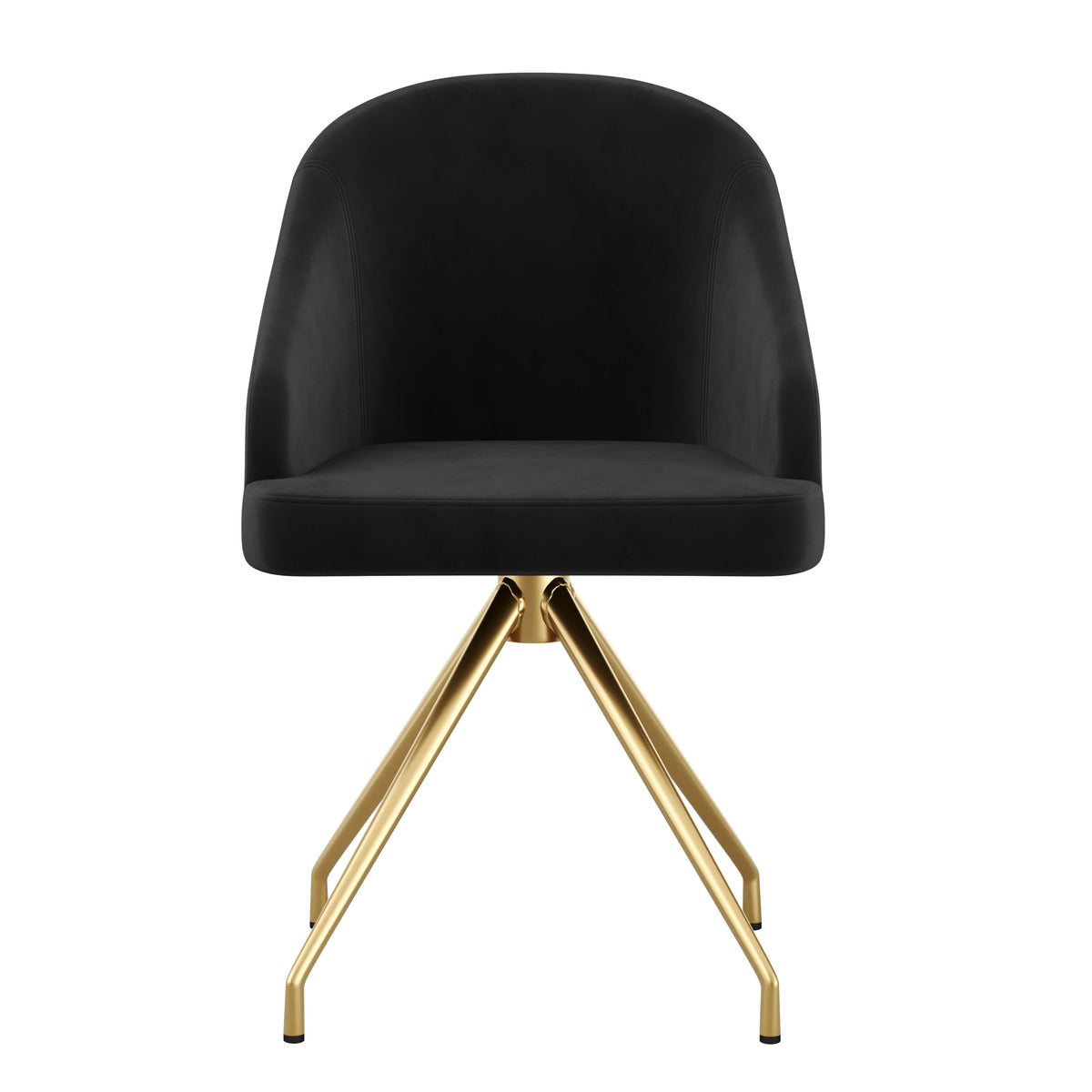 Black Velvet/Polished Nickel |#| Velvet Upholstered Stationary Swivel Home Office Chair -Black/Oil Bronze