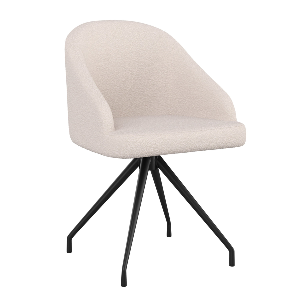 White Boucle/Oil Rubbed Bronze |#| Boucle Upholstered Stationary Swivel Home Office Chair -White/Oil Bronze