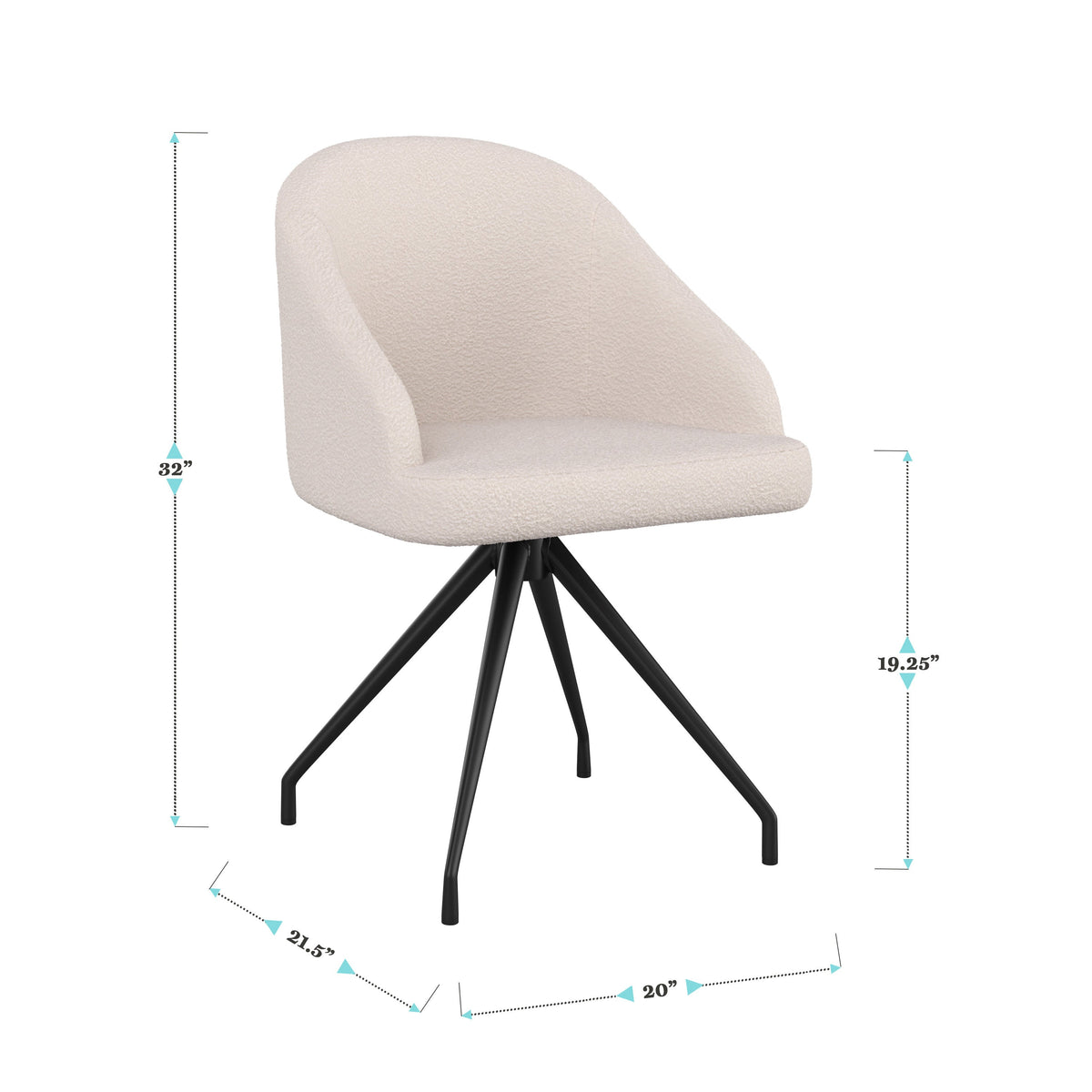 White Boucle/Oil Rubbed Bronze |#| Boucle Upholstered Stationary Swivel Home Office Chair -White/Oil Bronze
