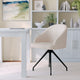 White Boucle/Oil Rubbed Bronze |#| Boucle Upholstered Stationary Swivel Home Office Chair -White/Oil Bronze