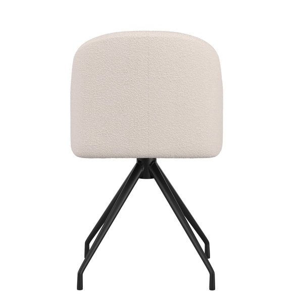 White Boucle/Oil Rubbed Bronze |#| Boucle Upholstered Stationary Swivel Home Office Chair -White/Oil Bronze