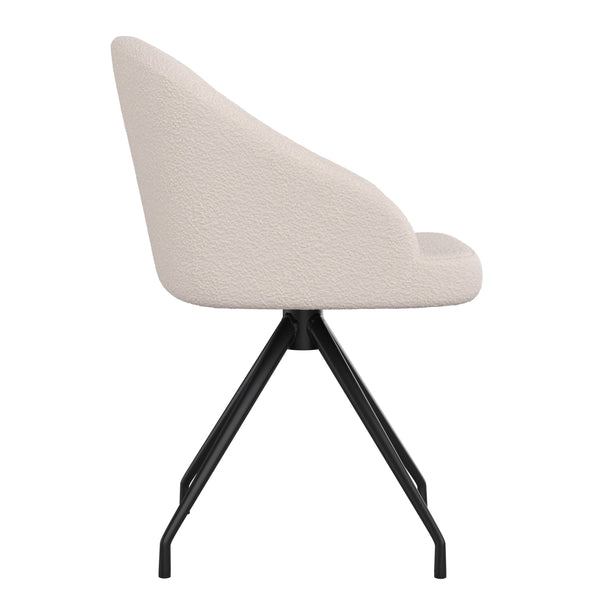 White Boucle/Oil Rubbed Bronze |#| Boucle Upholstered Stationary Swivel Home Office Chair -White/Oil Bronze