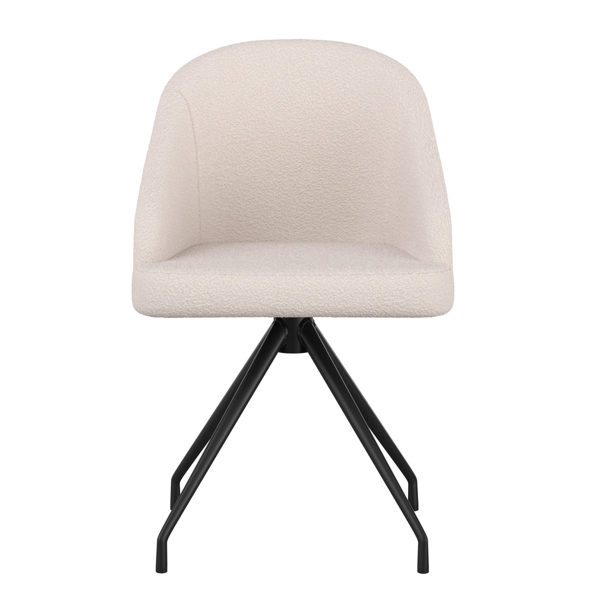 White Boucle/Oil Rubbed Bronze |#| Boucle Upholstered Stationary Swivel Home Office Chair -White/Oil Bronze