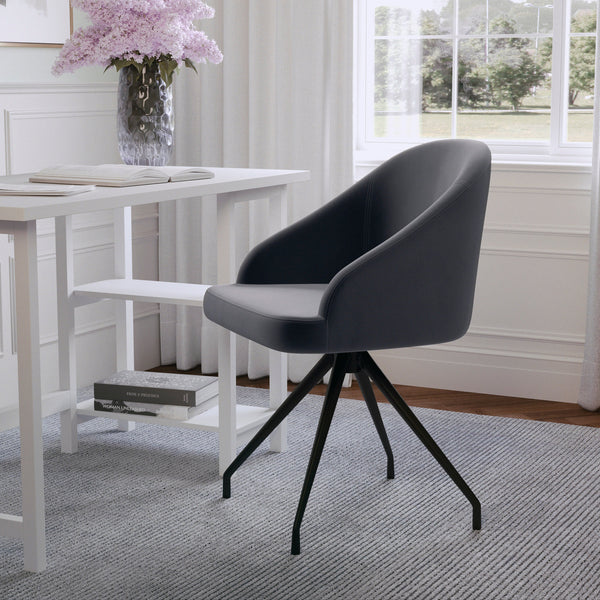 Gray Velvet/Oil Rubbed Bronze |#| Velvet Upholstered Stationary Swivel Home Office Chair -Gray/Oil Bronze