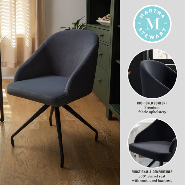 Gray Velvet/Oil Rubbed Bronze |#| Velvet Upholstered Stationary Swivel Home Office Chair -Gray/Oil Bronze