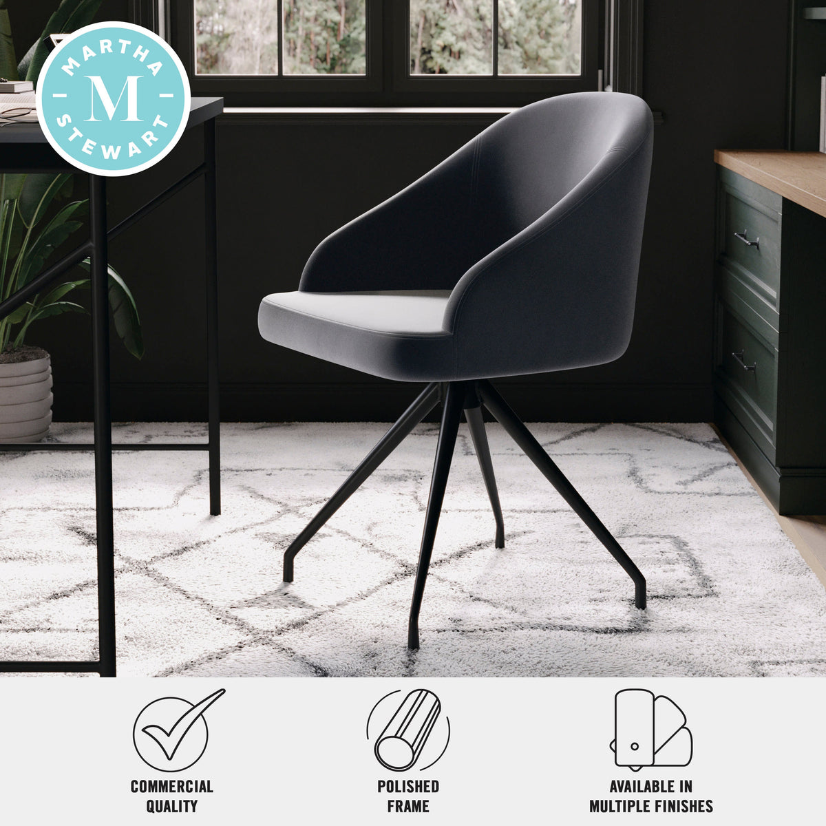 Gray Velvet/Oil Rubbed Bronze |#| Velvet Upholstered Stationary Swivel Home Office Chair -Gray/Oil Bronze