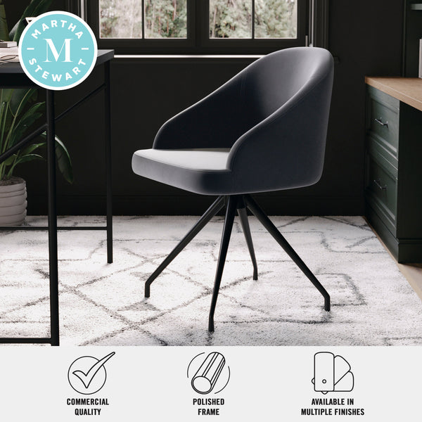 Gray Velvet/Oil Rubbed Bronze |#| Velvet Upholstered Stationary Swivel Home Office Chair -Gray/Oil Bronze