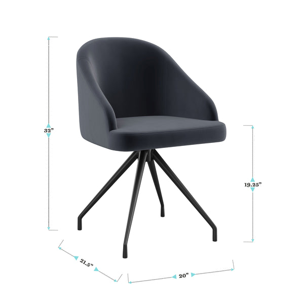 Gray Velvet/Oil Rubbed Bronze |#| Velvet Upholstered Stationary Swivel Home Office Chair -Gray/Oil Bronze