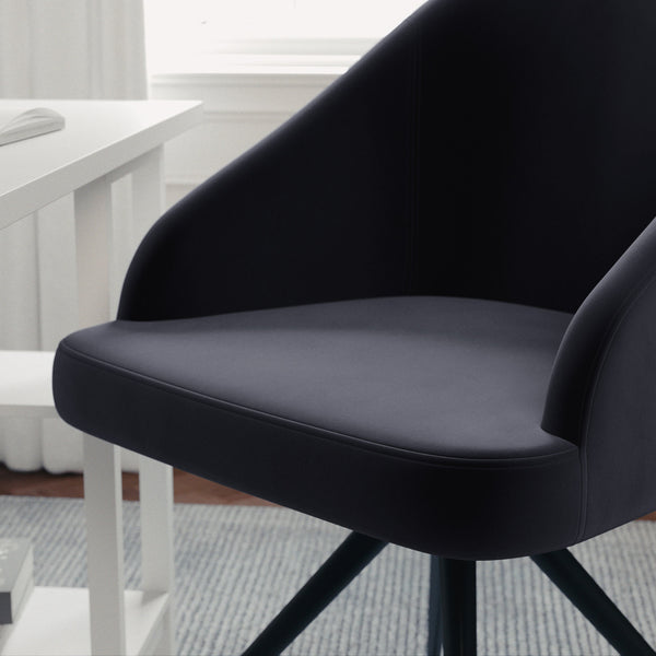 Gray Velvet/Oil Rubbed Bronze |#| Velvet Upholstered Stationary Swivel Home Office Chair -Gray/Oil Bronze
