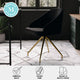 Black Velvet/Polished Nickel |#| Velvet Upholstered Stationary Swivel Home Office Chair -Black/Oil Bronze