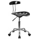 Black |#| Vibrant Black and Chrome Swivel Task Office Chair with Tractor Seat