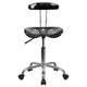 Black |#| Vibrant Black and Chrome Swivel Task Office Chair with Tractor Seat