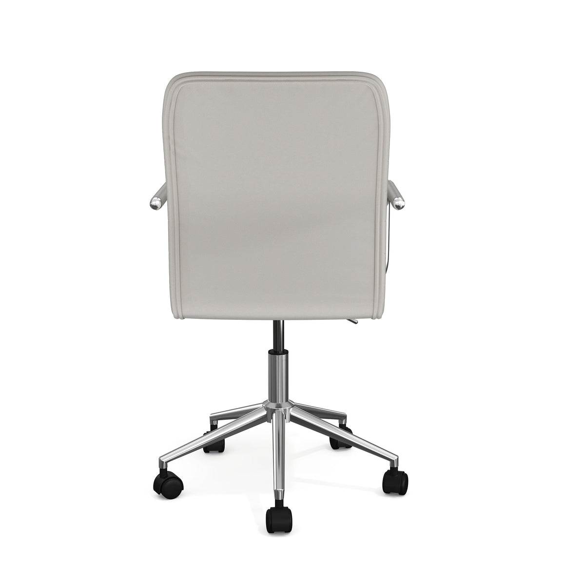 Gray Faux Leather/Polished Nickel Frame |#| Faux Leather Swivel Home Office Chair with Integrated Armrests-Gr/PolishedNickel