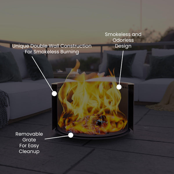 Stainless Steel |#| Commercial Grade 27" Outdoor Smokeless Wood Burning Fire Pit - Stainless Steel