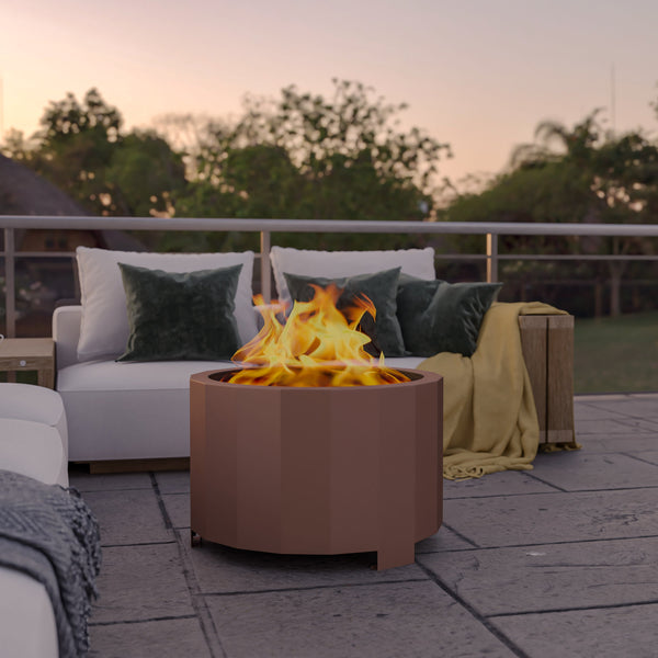 Bronze |#| Commercial Grade 27" Outdoor Smokeless Wood Burning Fire Pit - Bronze