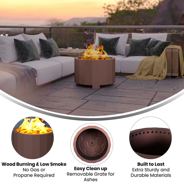 Bronze |#| Commercial Grade 27" Outdoor Smokeless Wood Burning Fire Pit - Bronze