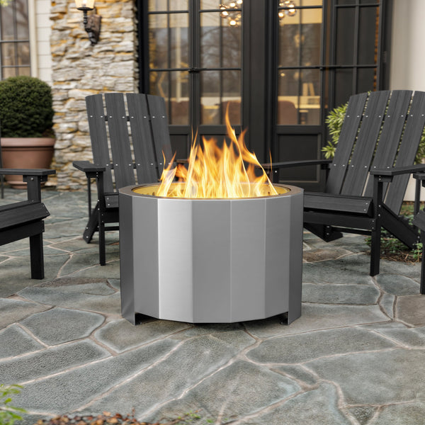 Stainless Steel |#| Commercial Grade 27" Outdoor Smokeless Wood Burning Fire Pit - Stainless Steel