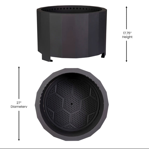 Black |#| Commercial Grade 27" Outdoor Smokeless Wood Burning Fire Pit - Black