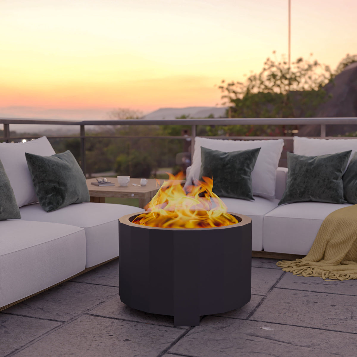 Black |#| Commercial Grade 27" Outdoor Smokeless Wood Burning Fire Pit - Black
