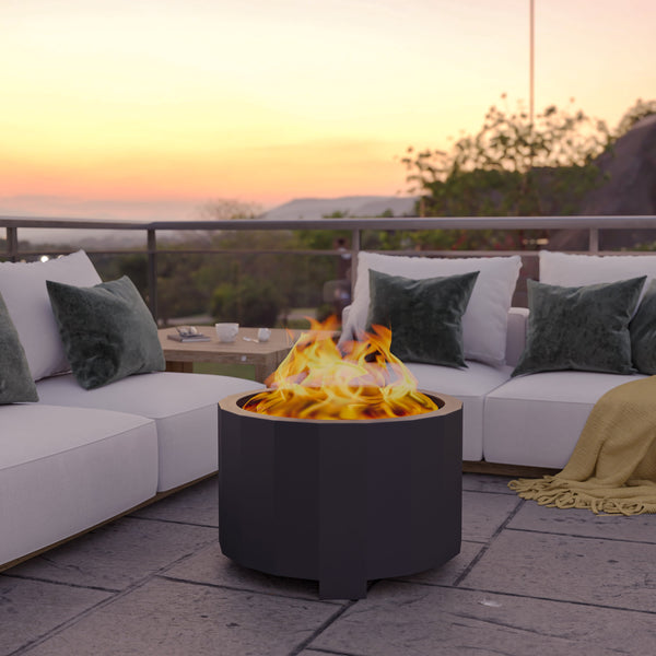 Black |#| Commercial Grade 27" Outdoor Smokeless Wood Burning Fire Pit - Black