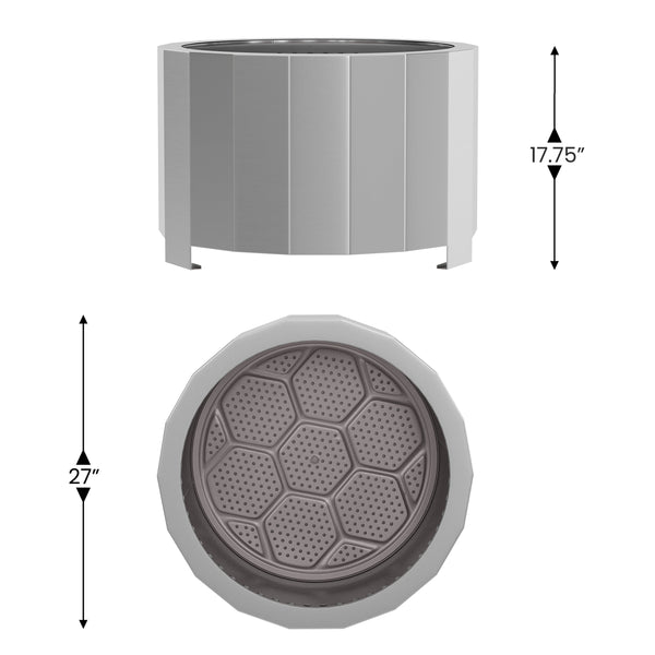 Stainless Steel |#| Commercial Grade 27" Outdoor Smokeless Wood Burning Fire Pit - Stainless Steel