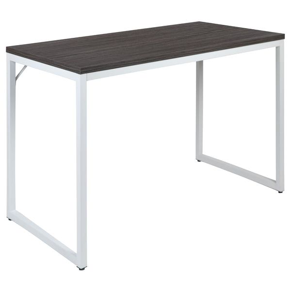 Rustic Gray Top/White Frame |#| Industrial Modern Desk-47inchL Commercial Grade Home Office Desk-Rustic Gray/White