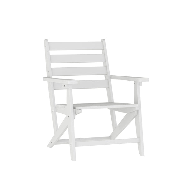 White |#| All-Weather Commercial Adirondack Dining Chair with Fold Out Cupholder - White