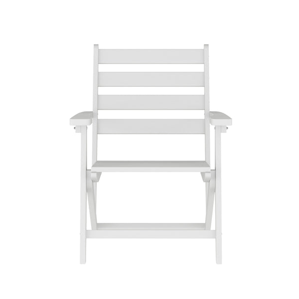 White |#| All-Weather Commercial Adirondack Dining Chair with Fold Out Cupholder - White