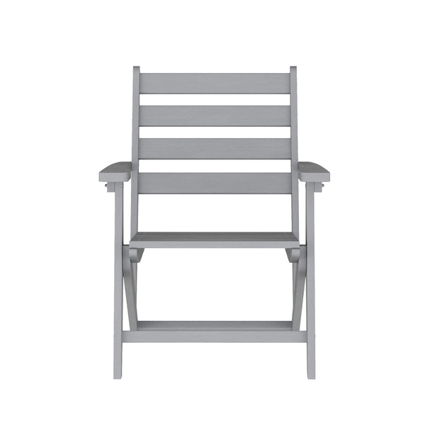 Gray |#| All-Weather Commercial Adirondack Dining Chair with Fold Out Cupholder - Gray