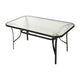 Clear Top/Black Frame |#| Commercial 35x59 Tempered Glass and Steel Patio Table with Umbrella Hole-Black