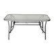 Clear Top/Silver Frame |#| Commercial 35x59 Tempered Glass and Steel Patio Table with Umbrella Hole-Silver
