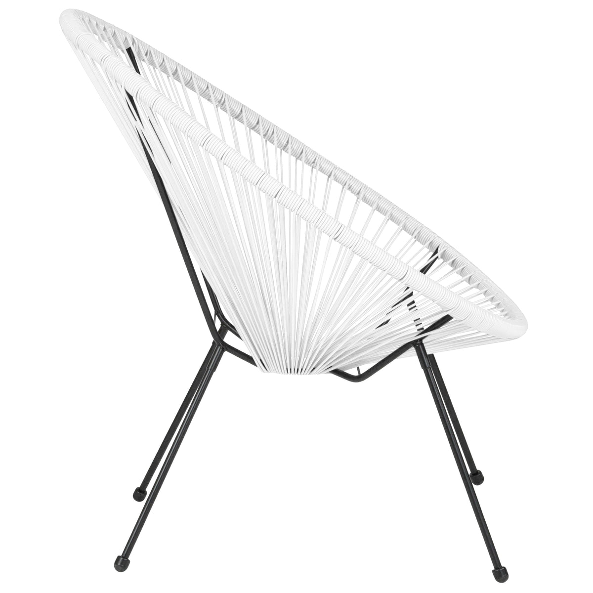 White |#| White Papasan Oval Woven Basket Bungee Lounge Chair - Indoor/Outdoor Furniture