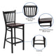 Mahogany Wood Seat/Black Metal Frame |#| Black Vertical Back Metal Restaurant Barstool - Mahogany Wood Seat